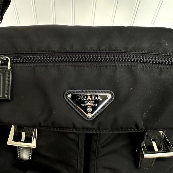 Prada Black Tessuto Nylon Messenger Crossbody Bag Purse Logo Triangle - Picture 3 of 7